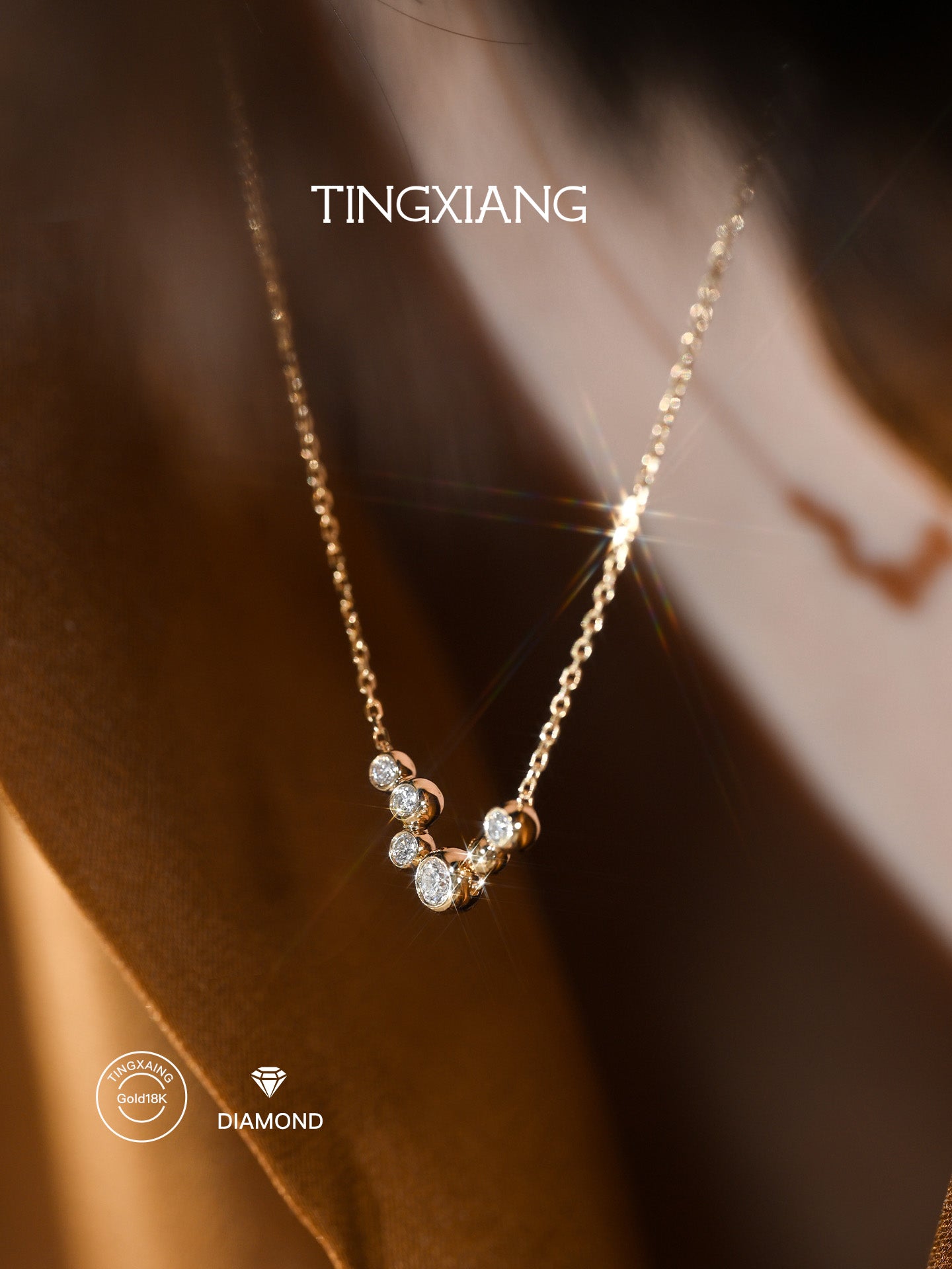 ｜听香｜省略号项链18k金钻石项链治愈系小众原创