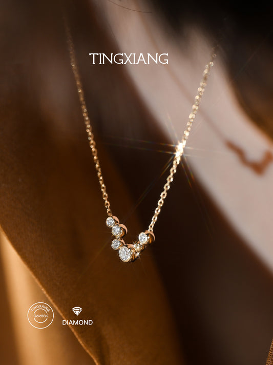 ｜听香｜省略号项链18k金钻石项链治愈系小众原创