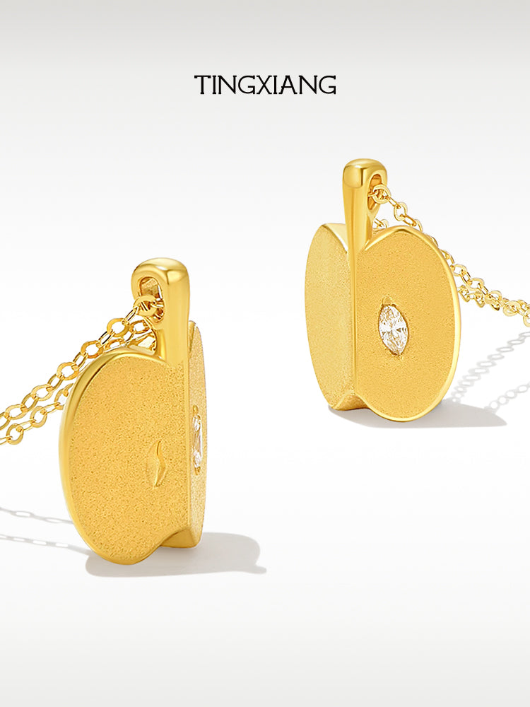 「听香」| 苹果 |平安果足金钻石吊坠18k金项链好运夏以昼设计