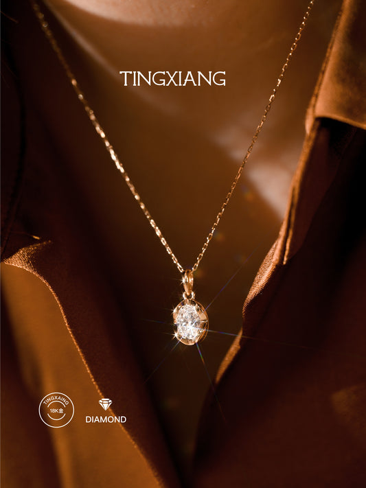 「听香」|极简18k金50分鸽子蛋钻石恐龙蛋钻石泡泡钻极简吊坠项链