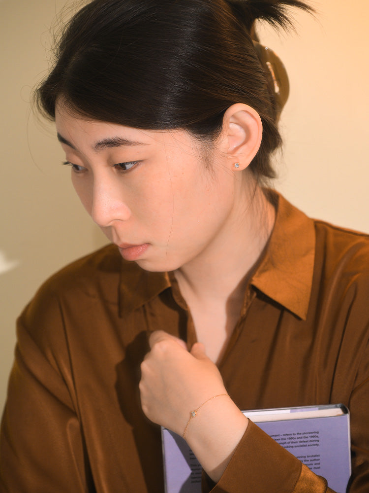 「听香」| 钻石系列|迷你18k金20分钻石耳钉铂金通勤极简长期主义