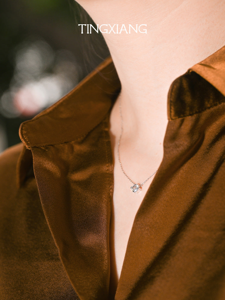 「听香」| 钻石系 |18k金方型钻石项链阿斯切通勤极简长期主义