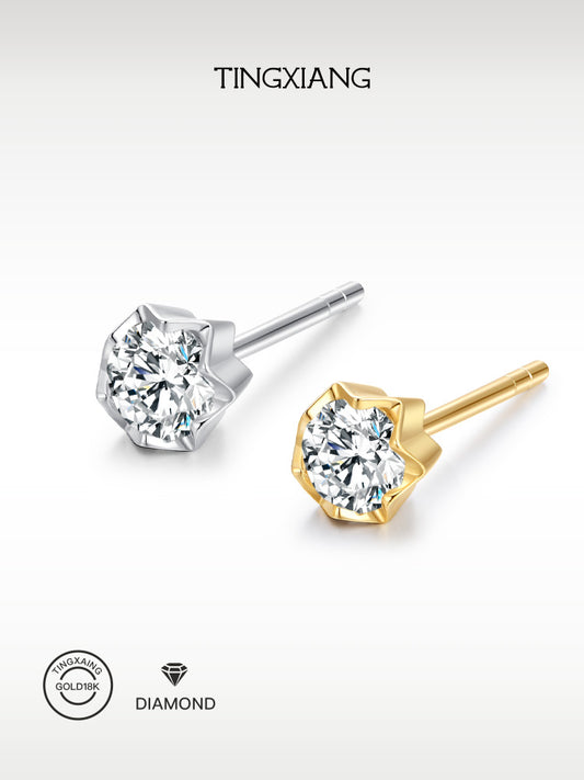 「听香」| 钻石系列|迷你18k金20分钻石耳钉铂金通勤极简长期主义