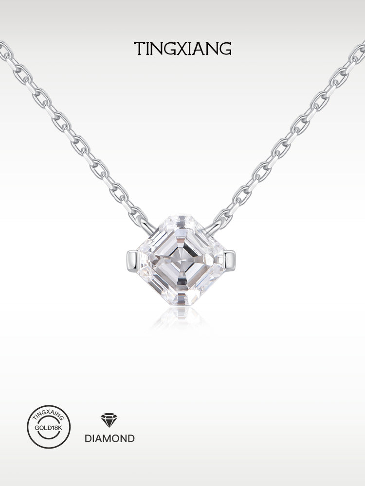「听香」| 钻石系 |18k金方型钻石项链阿斯切通勤极简长期主义