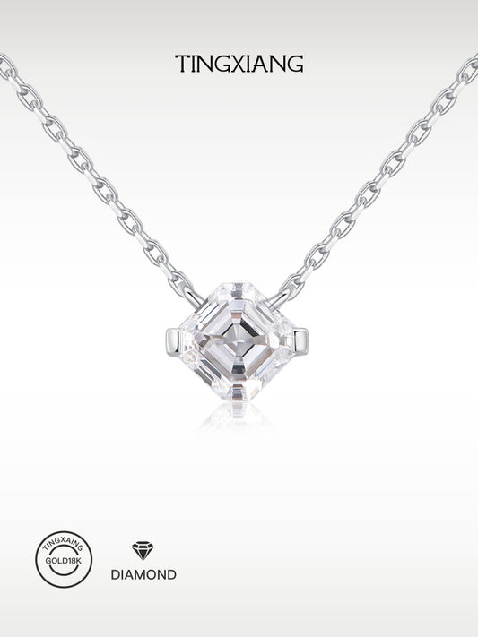 「听香」| 钻石系 |18k金方型钻石项链阿斯切通勤极简长期主义