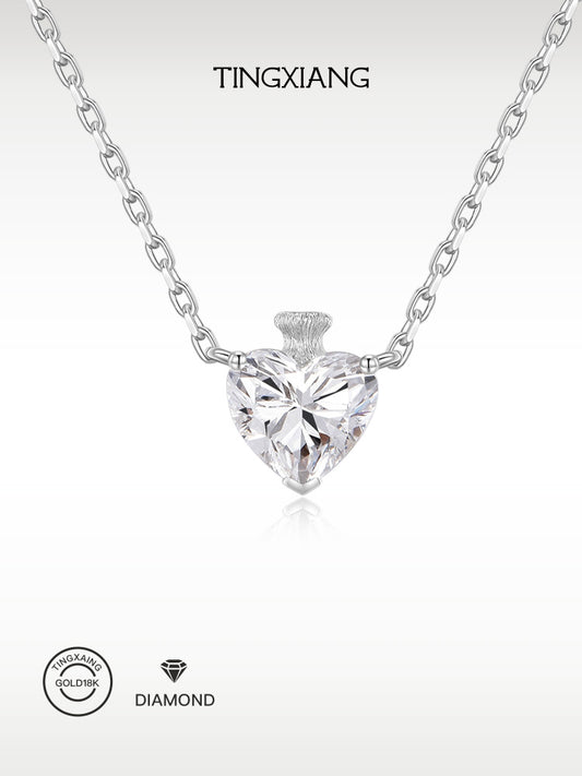 「听香」| 钻石系列 |18k金心型钻石项链香水瓶通勤极简长期主义