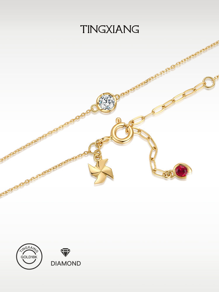 「听香」| 风来时运转|转运风车18k金泡泡钻石红绳手链小众原创