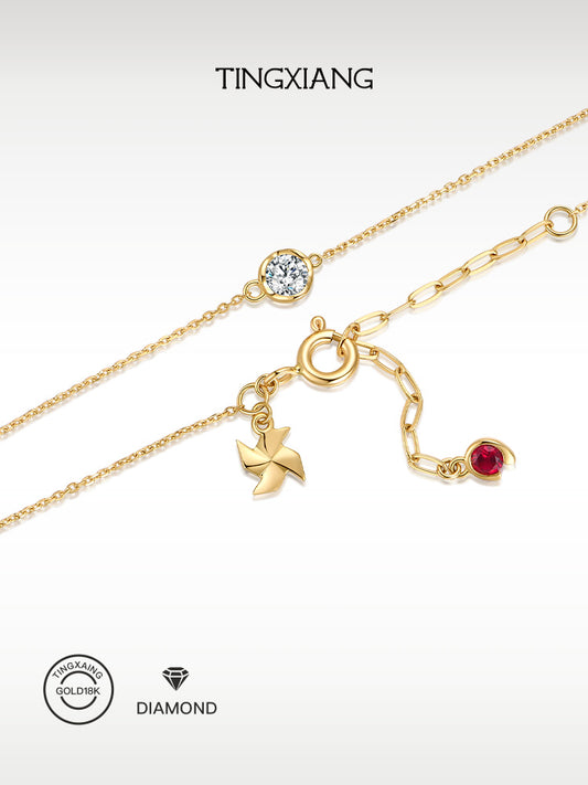 「听香」| 风来时运转|转运风车18k金泡泡钻石红绳手链小众原创