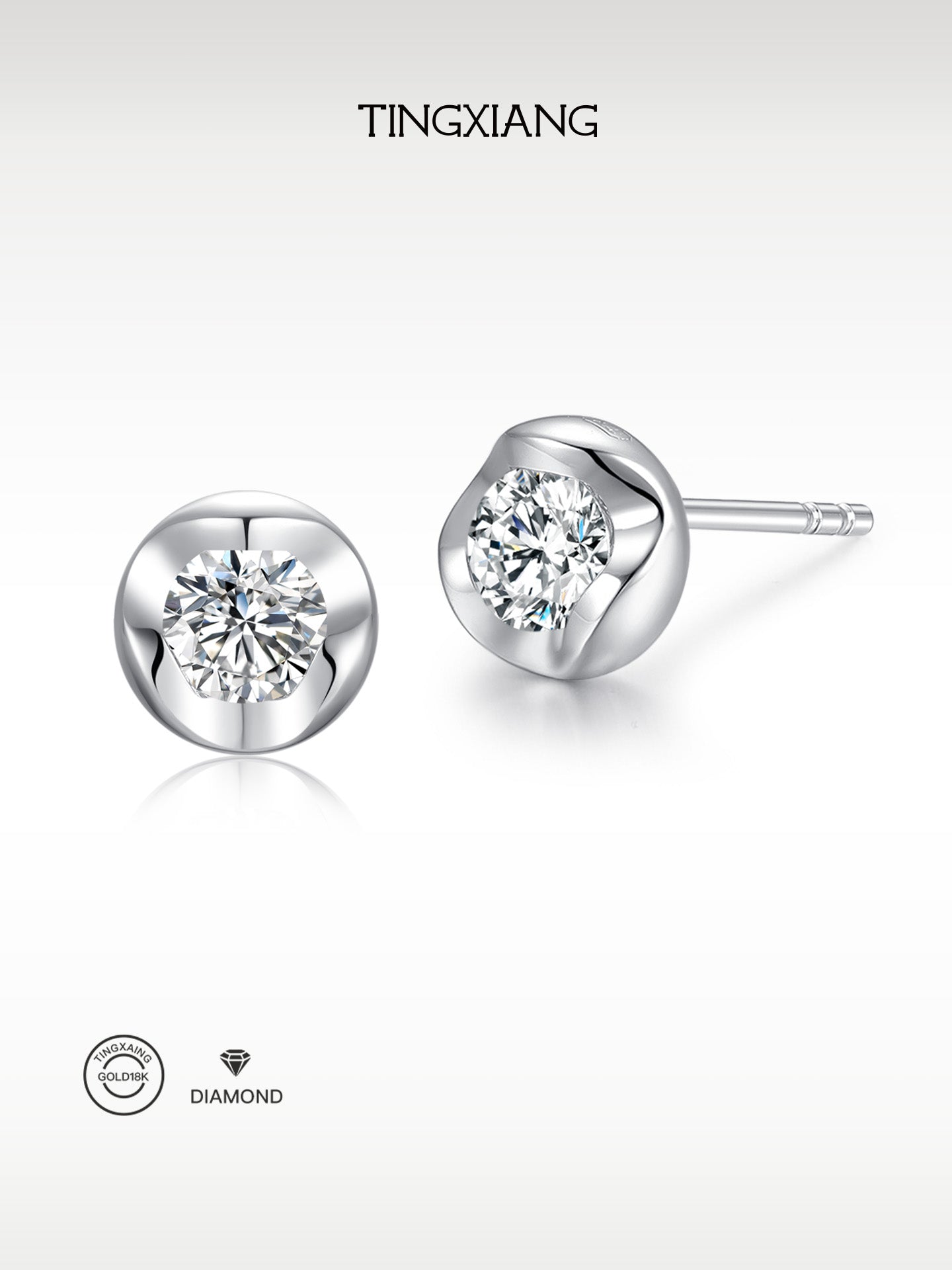 「听香」| 钻石系列|迷你18k金20分钻石耳钉铂金耳钉长期主义极简