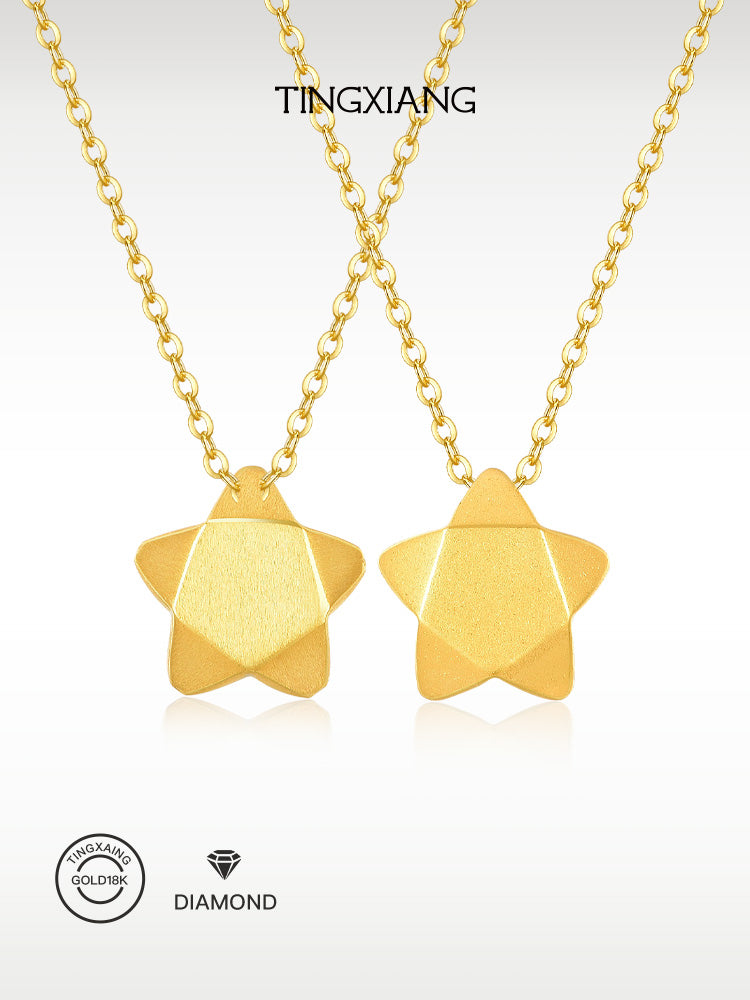 「听香」| 许愿星 |折纸星星足金吊坠18k金项链好运吸金小众设计