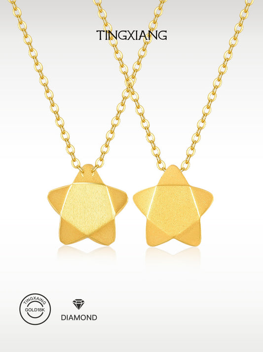 「听香」| 许愿星 |折纸星星足金吊坠18k金项链好运吸金小众设计