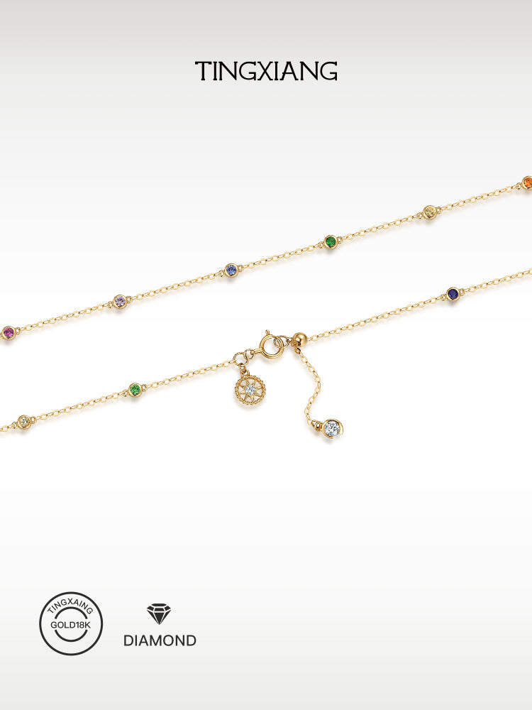 「听香」| 彩虹项链|太阳18k金泡泡钻石蓝宝石项链治愈系小众原创