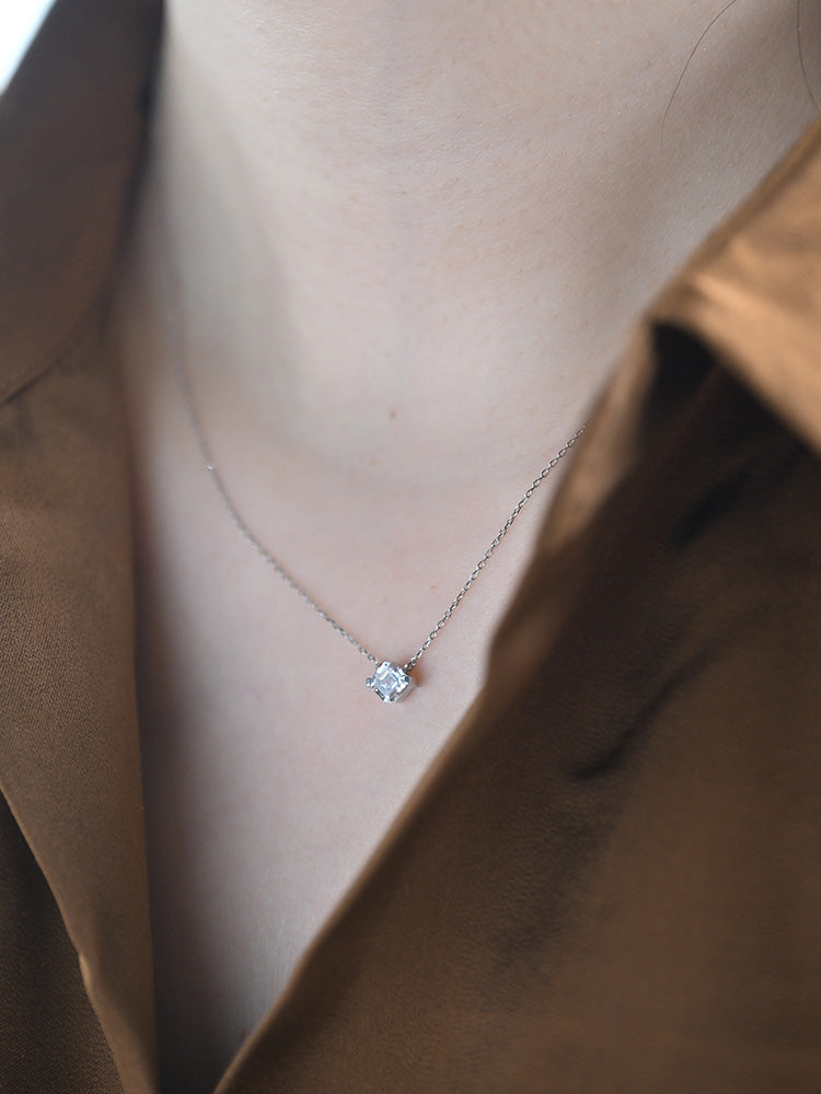 「听香」| 钻石系 |18k金方型钻石项链阿斯切通勤极简长期主义