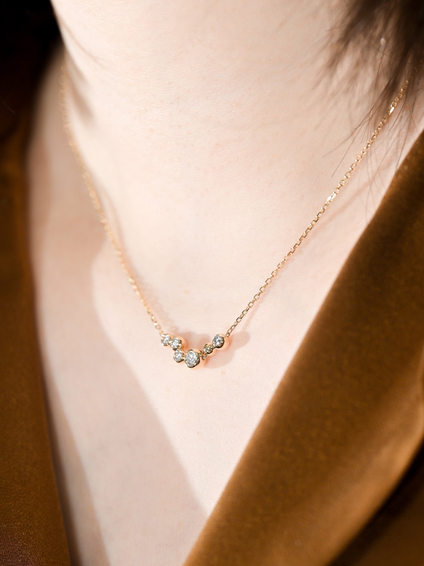 ｜听香｜省略号项链18k金钻石项链治愈系小众原创