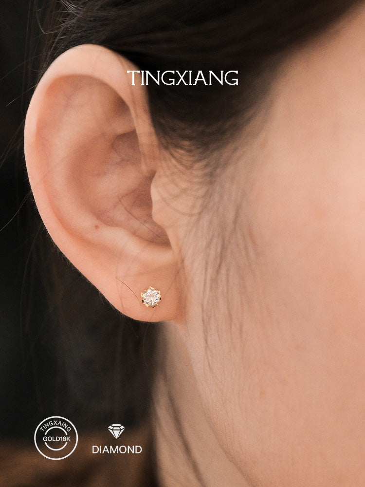 「听香」| 钻石系列|迷你18k金20分钻石耳钉铂金通勤极简长期主义