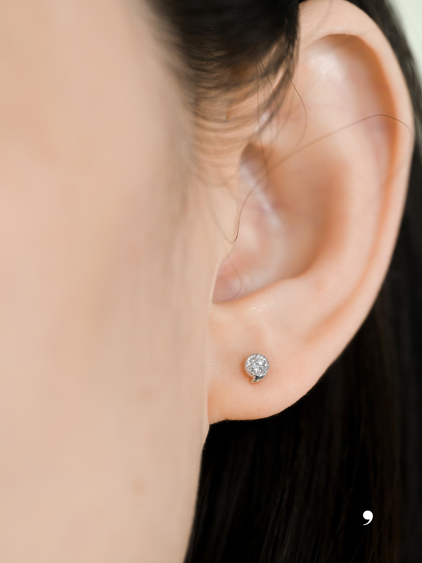 「听香」｜标点符号｜pt950铂金钻石迷你耳钉逗号句号问号感叹号