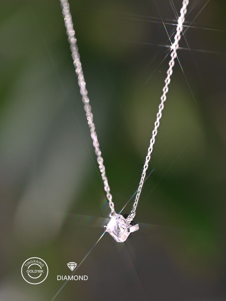 「听香」| 钻石系 |18k金方型钻石项链阿斯切通勤极简长期主义