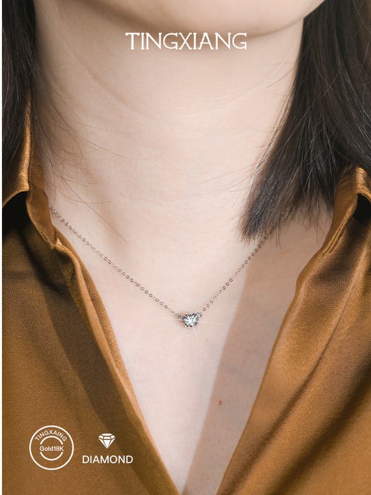 「听香」简约百搭18k金20分钻石泡泡钻简约锁骨链项链鼻屎钻小众