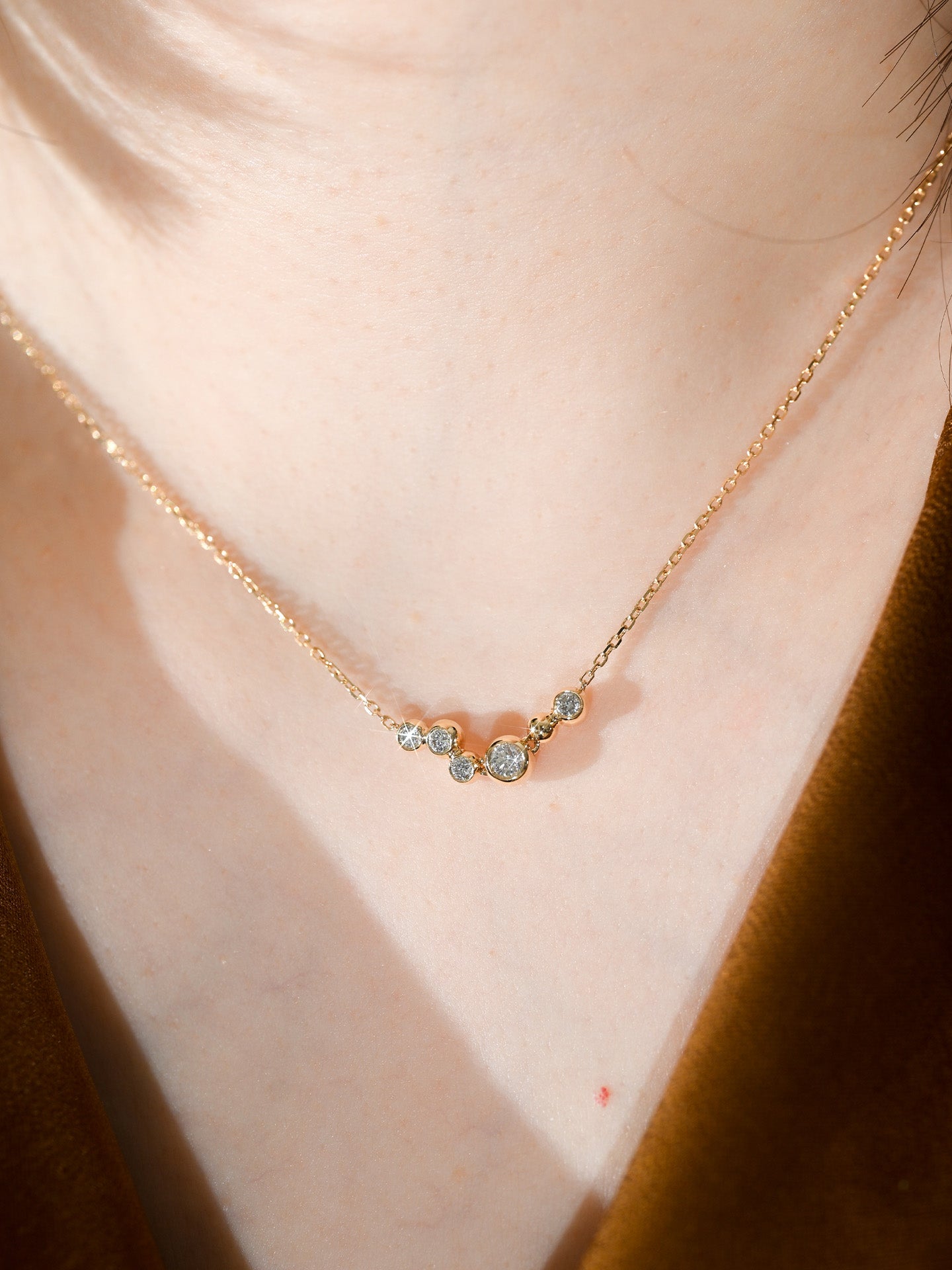 ｜听香｜省略号项链18k金钻石项链治愈系小众原创