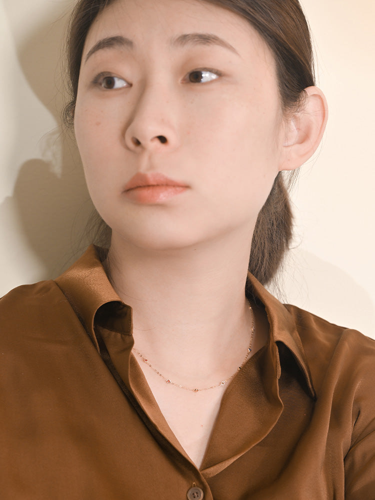 「听香」| 彩虹项链|太阳18k金泡泡钻石蓝宝石项链治愈系小众原创