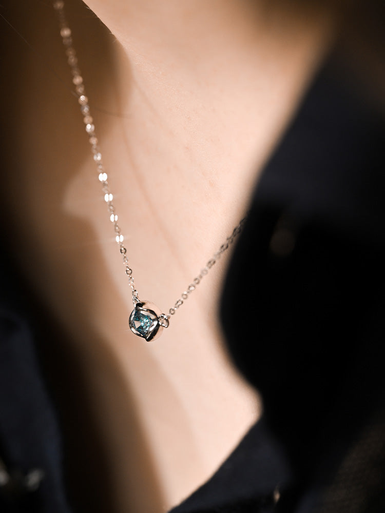 「听香」简约百搭18k金20分钻石泡泡钻简约锁骨链项链鼻屎钻小众