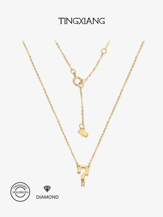 「听香」| 幸运系列 |18k金问号项链钻石项链极简百搭简约设计