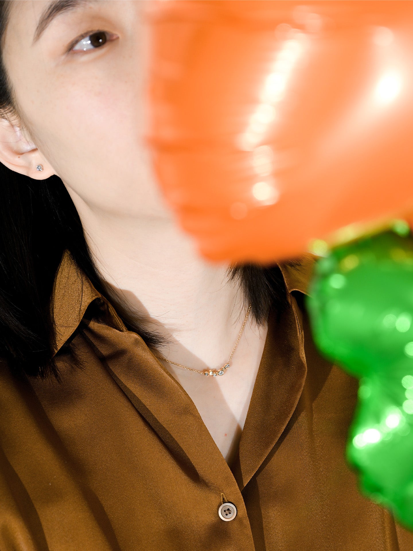 ｜听香｜省略号项链18k金钻石项链治愈系小众原创