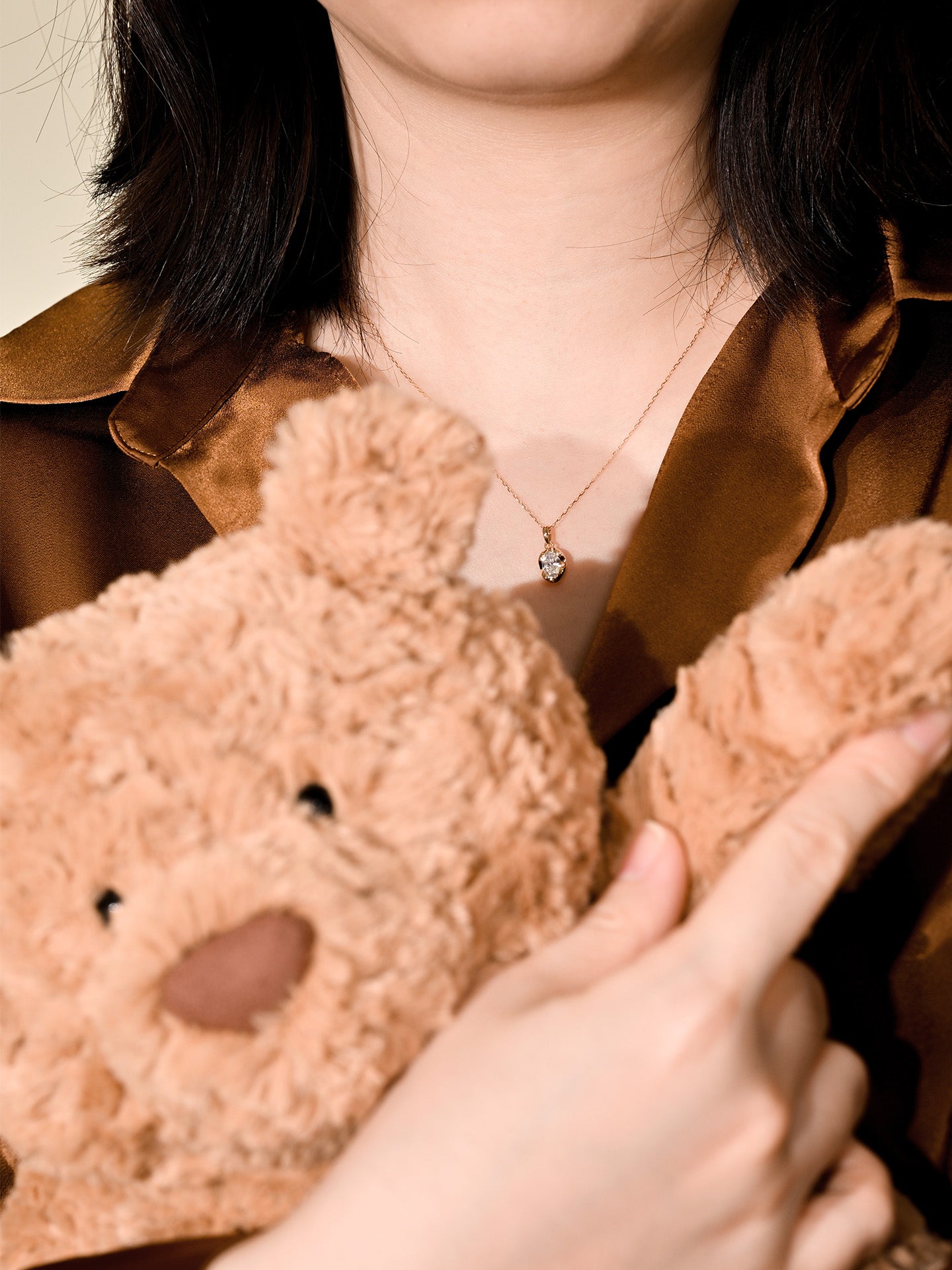 「听香」|极简18k金50分鸽子蛋钻石恐龙蛋钻石泡泡钻极简吊坠项链