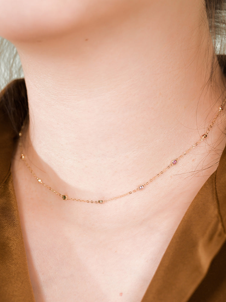 「听香」| 彩虹项链|太阳18k金泡泡钻石蓝宝石项链治愈系小众原创