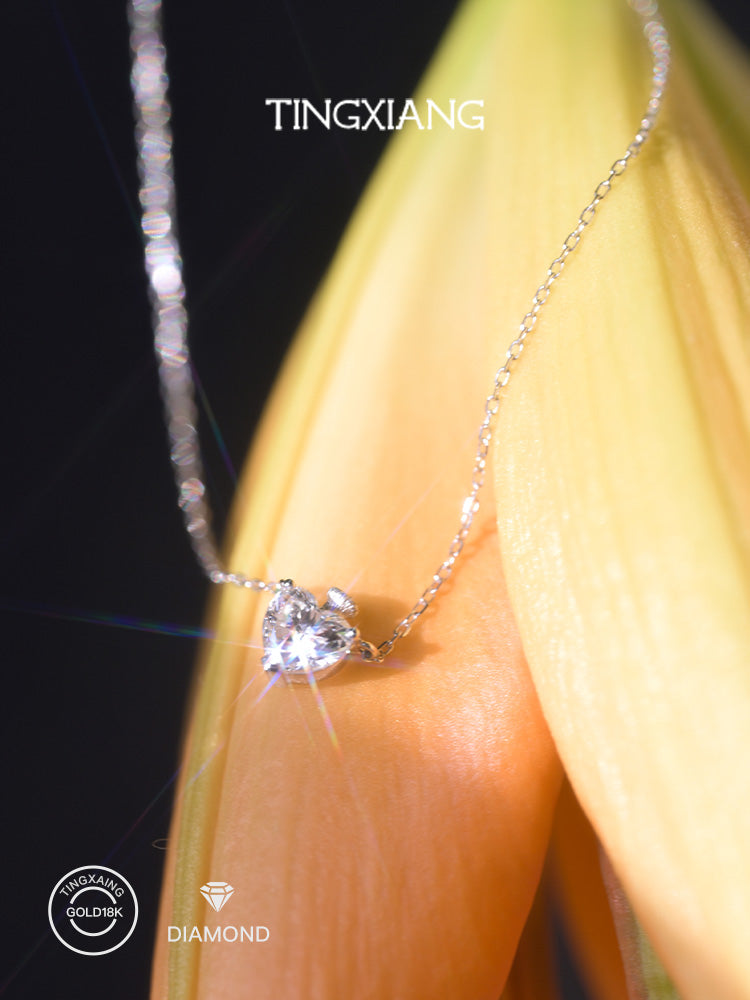 「听香」| 钻石系列 |18k金心型钻石项链香水瓶通勤极简长期主义