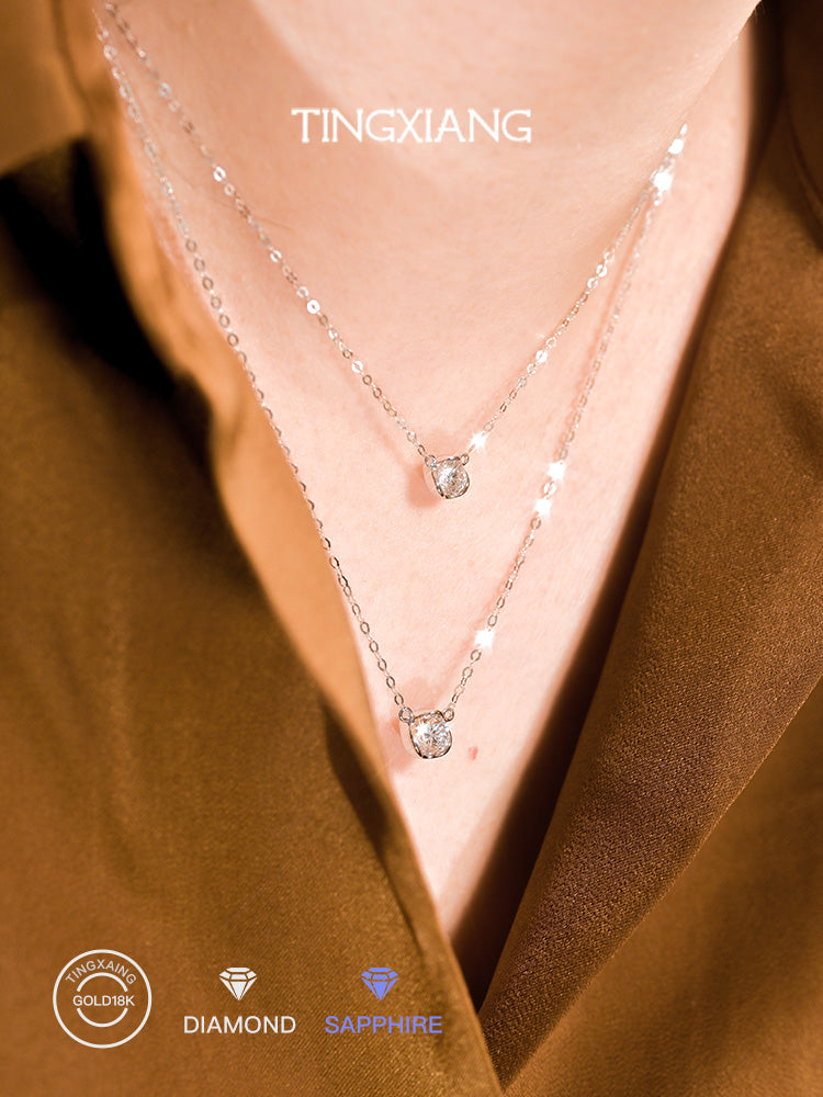 听香「听香」|极简18k金20分30分50分泡泡钻项链鼻屎钻锁骨链小众