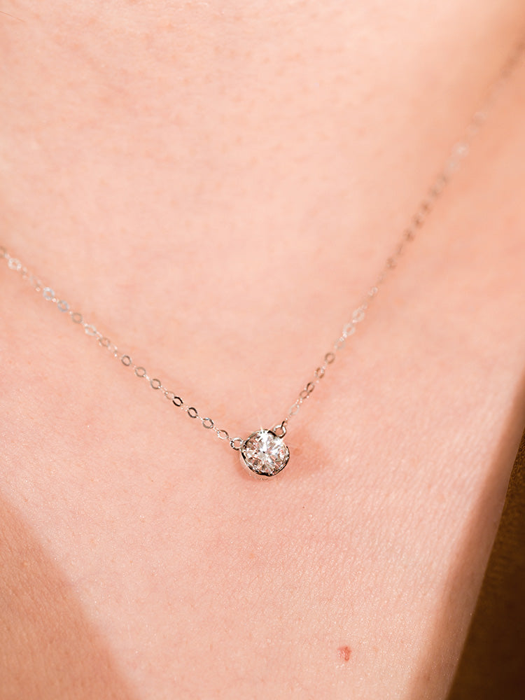 听香「听香」|极简18k金20分30分50分泡泡钻项链鼻屎钻锁骨链小众