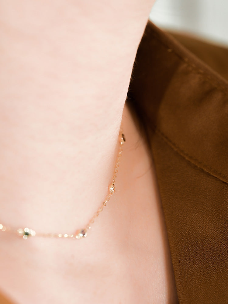 「听香」| 彩虹项链|太阳18k金泡泡钻石蓝宝石项链治愈系小众原创