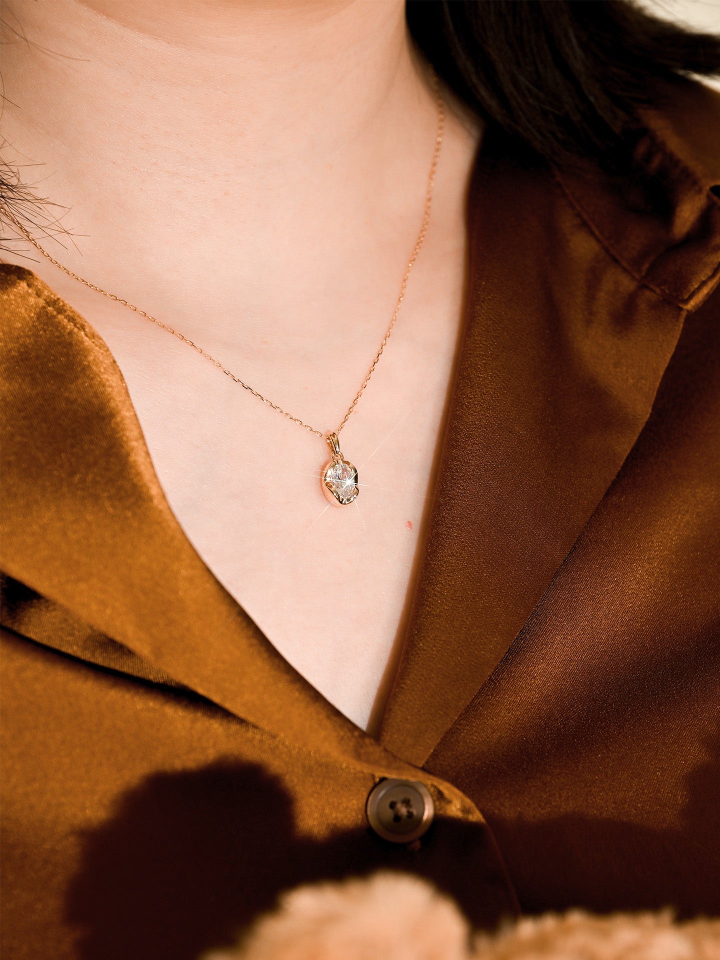 「听香」|极简18k金50分鸽子蛋钻石恐龙蛋钻石泡泡钻极简吊坠项链